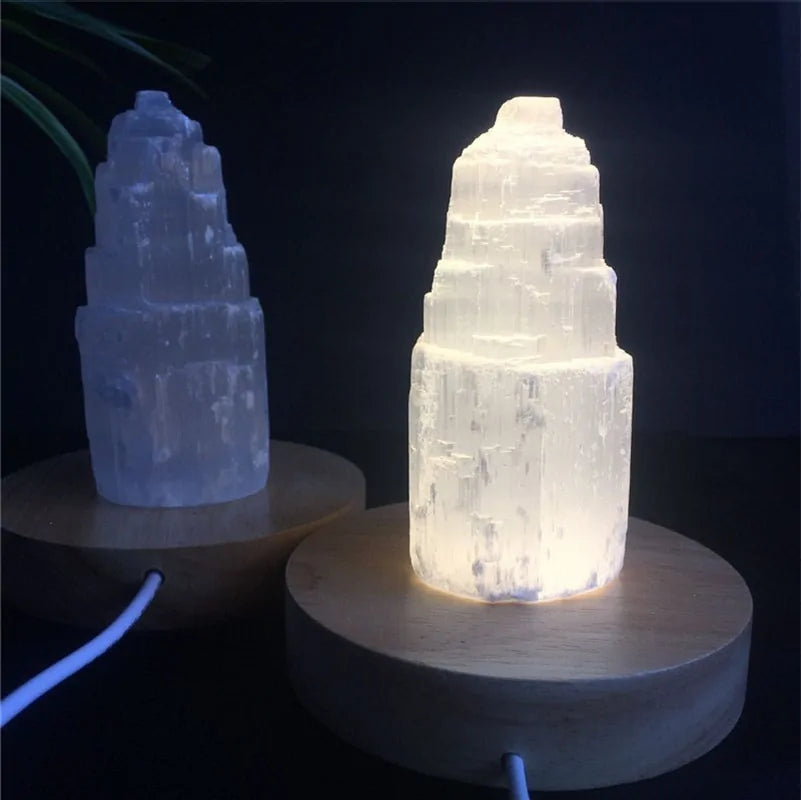 Natural  Crystal Selenite Tower Lamp-Jupi Collects Online Market