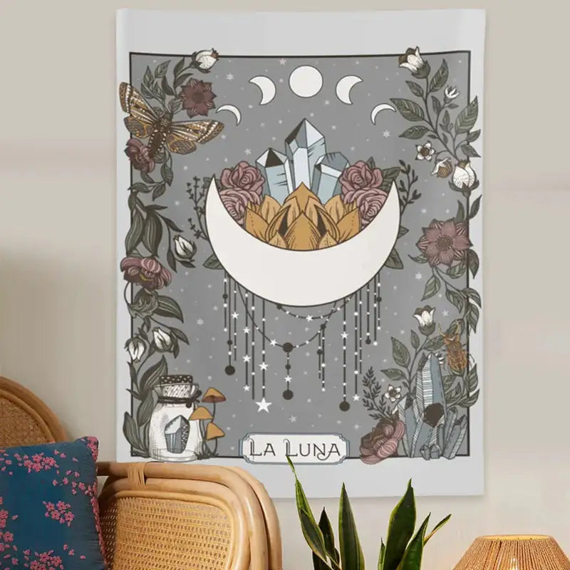 La Luna Tapestry Wall Hanging Moon  Phase Tarot Card-Jupi Collects Online Market