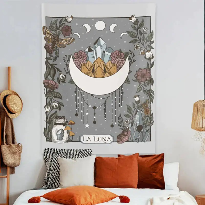 La Luna Tapestry Wall Hanging Moon  Phase Tarot Card-Jupi Collects Online Market