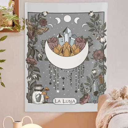 La Luna Tapestry Wall Hanging Moon  Phase Tarot Card-Jupi Collects Online Market