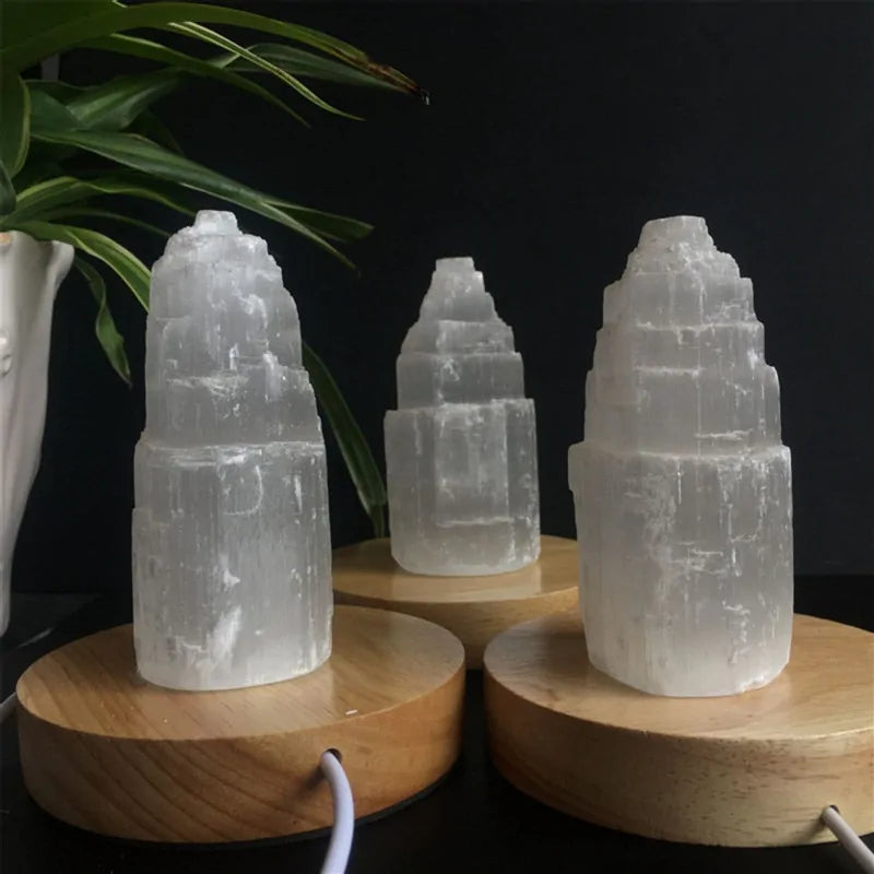 Natural  Crystal Selenite Tower Lamp-Jupi Collects Online Market