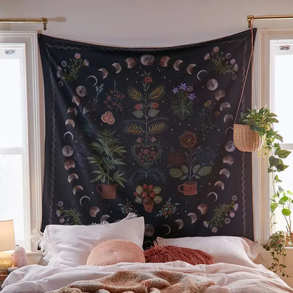 Botanical Celestial Moon Phase Wall Tapestry-Jupi Collects Online Market