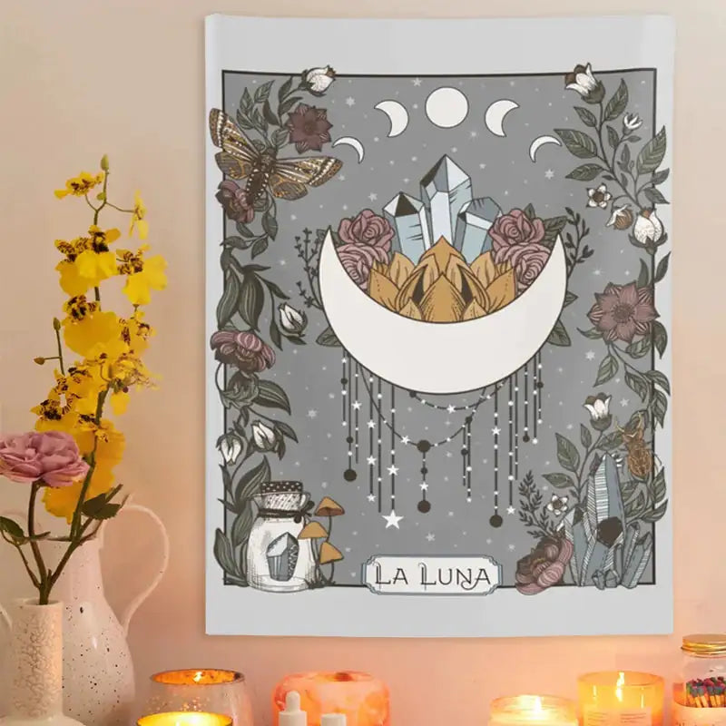 La Luna Tapestry Wall Hanging Moon  Phase Tarot Card-Jupi Collects Online Market