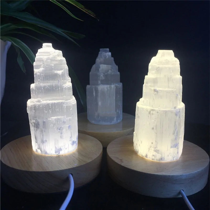 Natural  Crystal Selenite Tower Lamp-Jupi Collects Online Market