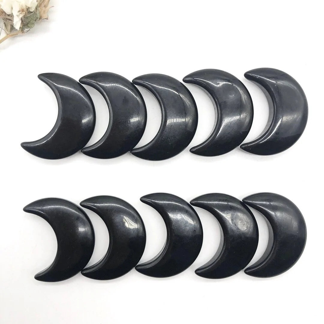 Natural Black Obsidian Moon Shape Crystals-Jupi Collects Online Market